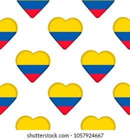 Seamless pattern from the hearts with flag of Republic of Ecuador. Vector illustration