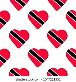 Seamless pattern from the hearts with flag of Trinidad and Tobago. Vector illustration