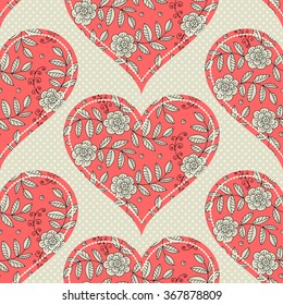 seamless pattern with hearts. Floral ornament