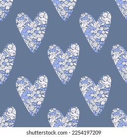 Seamless pattern of hearts from flowers.