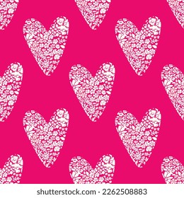 Seamless pattern of hearts from flowers.