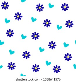 seamless pattern with hearts and flowers om white background. vector image. can be used as packaging paper design, textiles, kitchen supplies, Wallpaper, postcards, background and more.