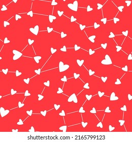 Seamless pattern with hearts in the form of constellations. Print for Valentine's Day. Vector graphics.