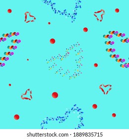Seamless pattern with hearts, in the form of different shapes on a blue background. Vector texture in flat style for Valentine's Day and love holidays.