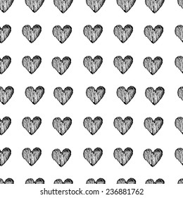 Seamless pattern of hearts in the form of watercolor style. vector backgraund