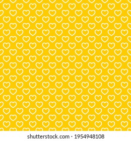 Seamless pattern of hearts. Geometric orange background.