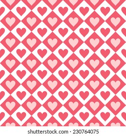 Seamless pattern of hearts and geometrical shapes