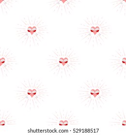 Seamless pattern of hearts and glass of wine