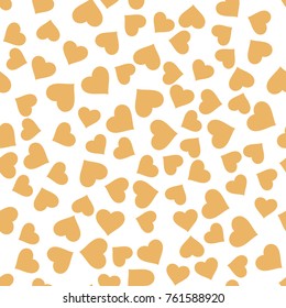 Seamless pattern with hearts. Graphic modern pattern. Gold and white vector background.