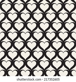 Seamless pattern with hearts. Grid background. Stylish texture with hearts