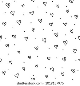 Seamless pattern with hearts. Hand drawn background.