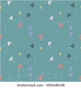 Seamless pattern with hearts. Hand drawn background.