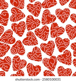 Seamless pattern with hearts - hand drawn vector illustration.
