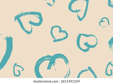 Seamless pattern with hearts. Hand drawn grunge texture.