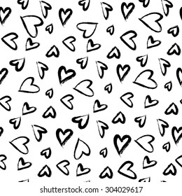 Seamless pattern with hearts. Hand drawn background.