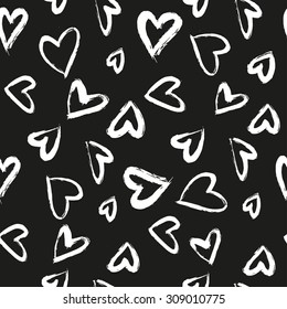 Seamless pattern with hearts. Hand drawn background.