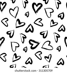 Seamless pattern with hearts. Hand drawn background.