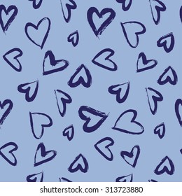 Seamless pattern with hearts. Hand drawn background.