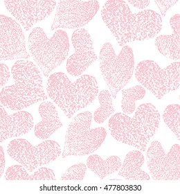 Seamless pattern with hearts. Hand drawn background.