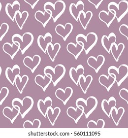 Seamless pattern with hearts. Hand drawn background.