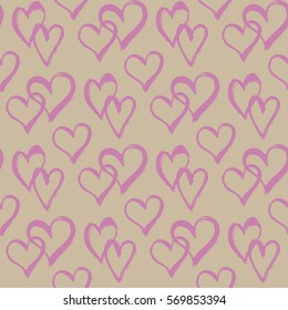 Seamless pattern with hearts. Hand drawn background.