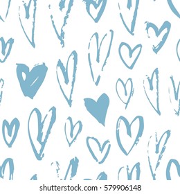 Seamless pattern with hearts. Hand drawn vector illustration. Decorative elements for design. Creative art work