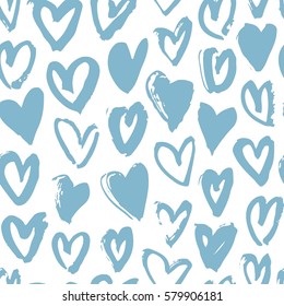 Seamless pattern with hearts. Hand drawn vector illustration. Decorative elements for design. Creative art work