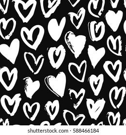Seamless pattern with hearts. Hand drawn vector illustration. Decorative elements for design. Creative art work