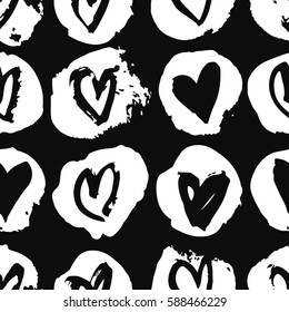 Seamless pattern with hearts. Hand drawn vector illustration. Decorative elements for design. Creative art work