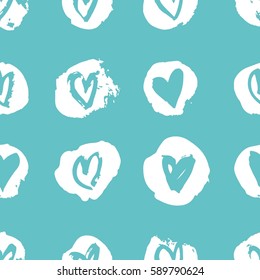 Seamless pattern with hearts. Hand drawn vector illustration. Decorative elements for design. Creative art work