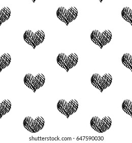 Seamless pattern with hearts. Hand drawn background.