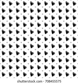 Seamless pattern with hearts. Hand drawn vector design elements. Ink illustration. Hand drawn background