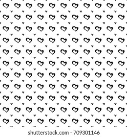 Seamless pattern with hearts. Hand drawn vector design elements. Ink illustration. Hand drawn background