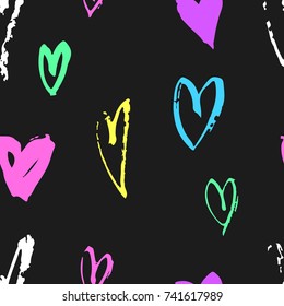 Seamless pattern with hearts. Hand drawn vector illustration. Decorative elements for design. Creative art work
