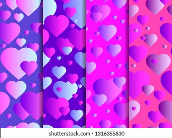 Seamless pattern with hearts. Happy Valentine's day, 14th of February. Hearts with gradient. Vector illustration