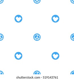 Seamless pattern of hearts and hippie icons