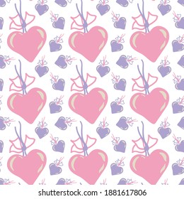 Seamless Pattern with Hearts. Holiday brochure design, greeting cards, love creative concept, gift voucher, wallpaper, invitation, Textile. Happy Valentines Day. Vector.