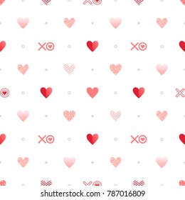 Seamless pattern with hearts, hugs and kisses.Romantic illustration perfect for design greeting cards, prints, flyers,cards,holiday invitations and more. Vector Valentines Day card.