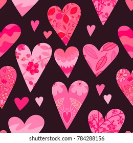 Seamless pattern of hearts. Ideal for greeting cards and wrapping paper for St. Valentine's Day.