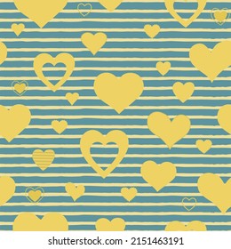  Seamless pattern with hearts.  Illustration in the colors of the Ukrainian flag 