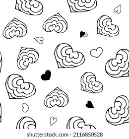Patrón sin brillo con corazones. Ilustración de corazones con una foto para el Día de San Valentín