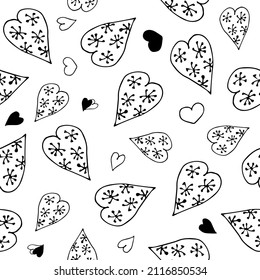 Seamless pattern with hearts. Illustration of hearts with a picture for Valentine s Day