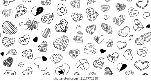 Seamless pattern with hearts. Illustration of hearts with a picture for Valentine s Day