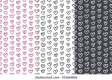 seamless pattern of hearts. isolated vector. To design romantic & love wallpaper, packaging, postcards