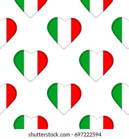 Seamless pattern from the hearts  with Italy flag. Vector illustration