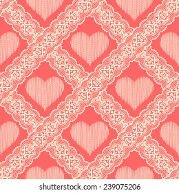 Seamless pattern with hearts. lace