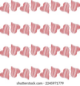 Seamless Pattern hearts in Lace style sketch art