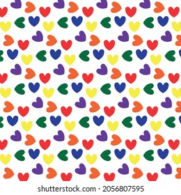 Seamless pattern with hearts in lgbt colors. Lgbt pattern.