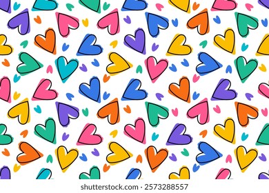 Seamless pattern with hearts. Pattern love cute girl fashion