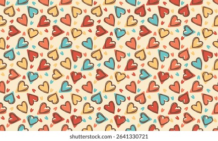 Seamless pattern with hearts. Pattern love cute girl fashion